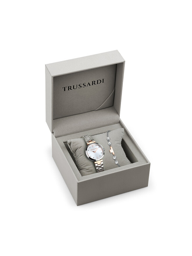 Trussardi Σετ Ρολόι & Βραχιόλι Trussardi R2453164508 Ασημί