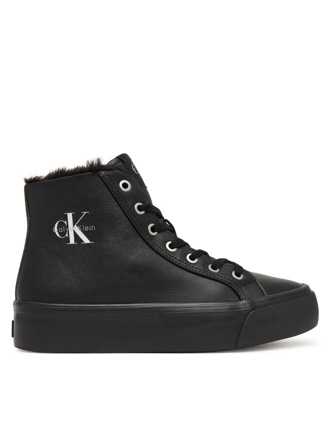 Calvin Klein Sneakers Calvin Klein Vulc Flatf Mid Laceup Lth Fur HW0HW03234 Schwarz