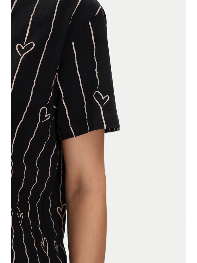 Karl Kani Karl Kani Marškinėliai Signature Heart Pinstripe Os 61300126 Juoda Regular Fit