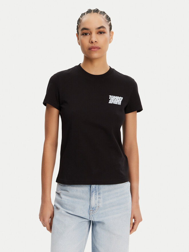 Tommy Jeans Tommy Jeans Marškinėliai Bubble DW0DW21338 Juoda Regular Fit