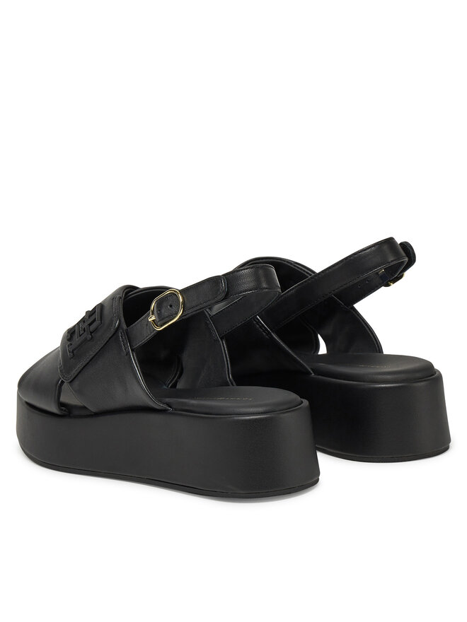 Tommy Hilfiger Sandały Tommy Hilfiger Th Logo Hw Padded Leather Sandal FW0FW08808 Czarny