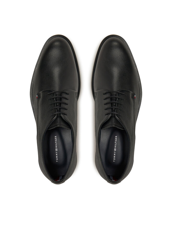 Tommy Hilfiger Pusbačiai Tommy Hilfiger Core Hilfiger Leather Shoe FM0FM05375 Juoda