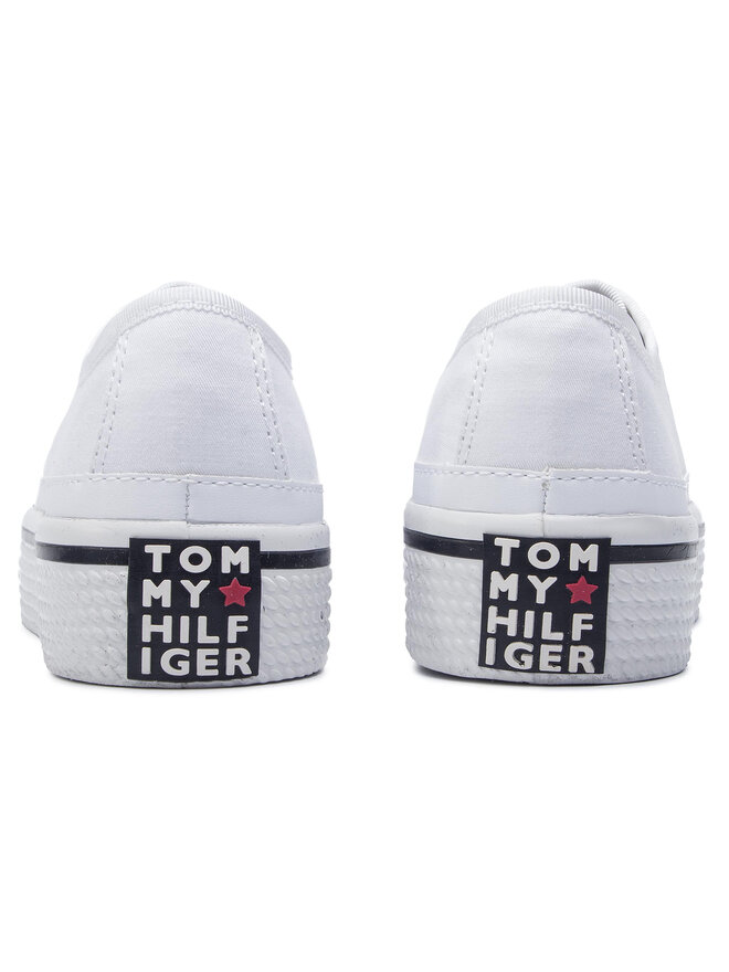 Tommy Hilfiger Sneakers aus Stoff Tommy Hilfiger Corporate Flatform Sneaker FW0FW04259 Weiß