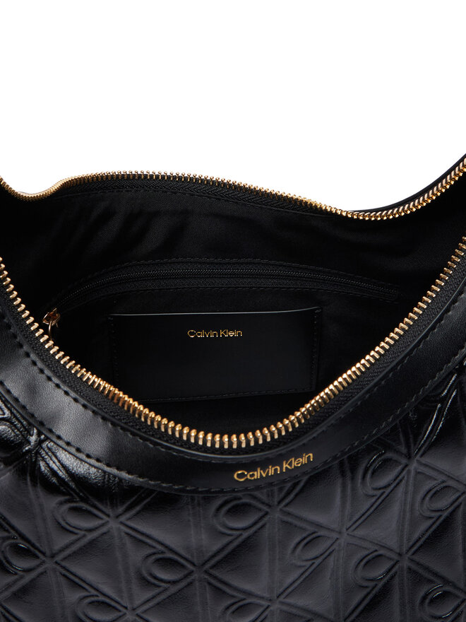 Calvin Klein Handtasche Calvin Klein Emblem Aop Debossed Shoulder Bag LV04F3874G Schwarz