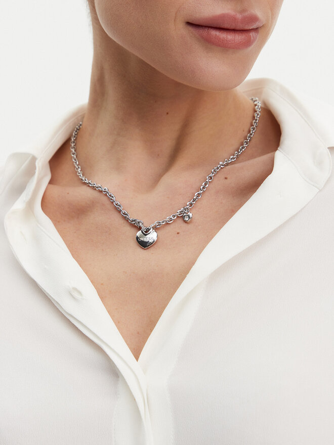 Guess Naszyjnik Guess JUBN05 216JW Srebrny