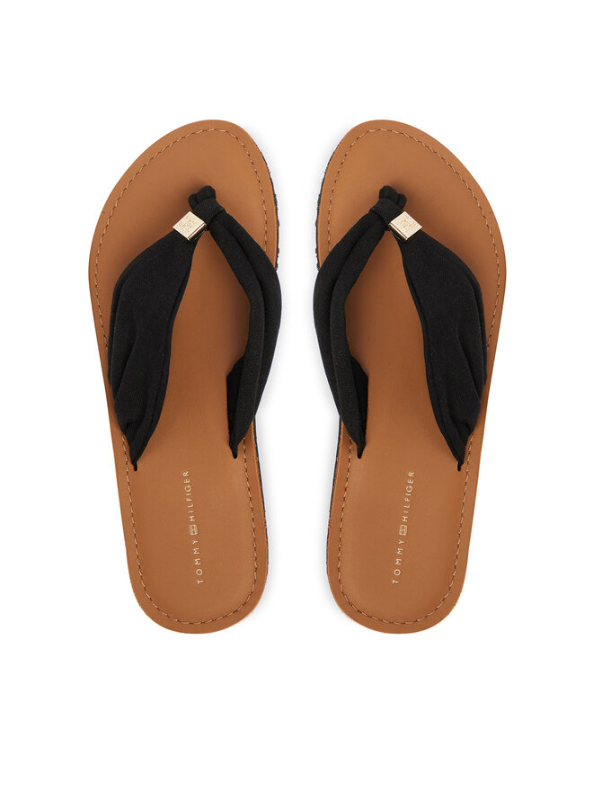 Tommy Hilfiger Zehentrenner Tommy Hilfiger Th Ltr Footbed Summer Sandal FW0FW09194 Schwarz
