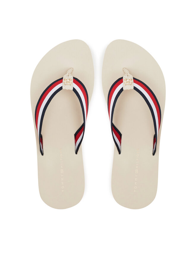 Tommy Hilfiger Japonki Tommy Hilfiger Th Corp Mid Wedge Beach Sandal FW0FW08517 Beżowy