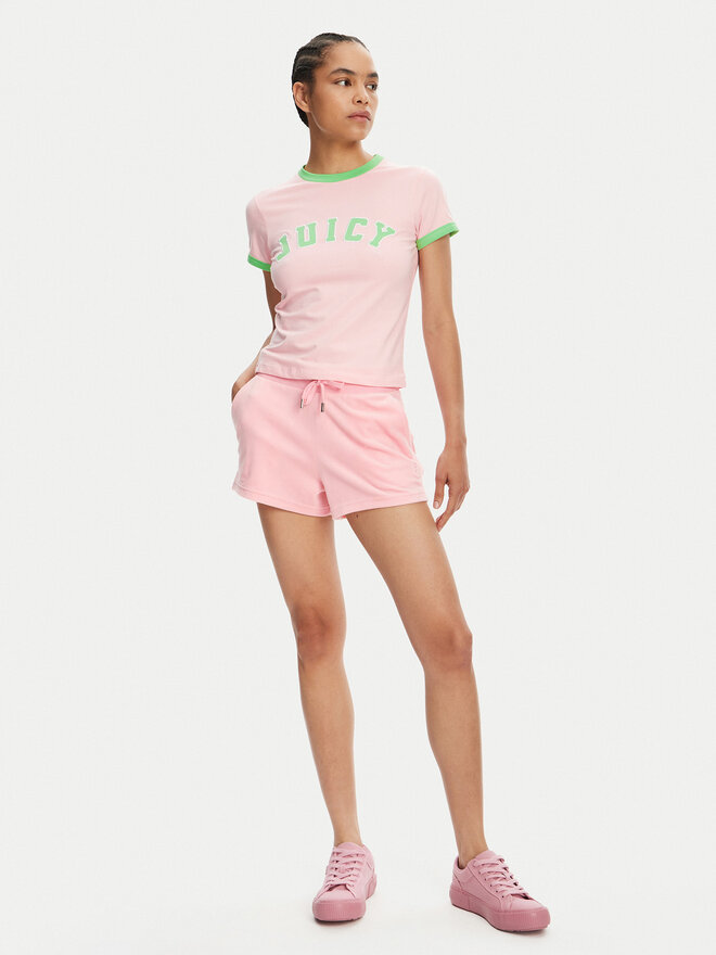 Juicy Couture Juicy Couture Футболка Collegiate Ringer JCWCT125320 Рожевий Slim Fit
