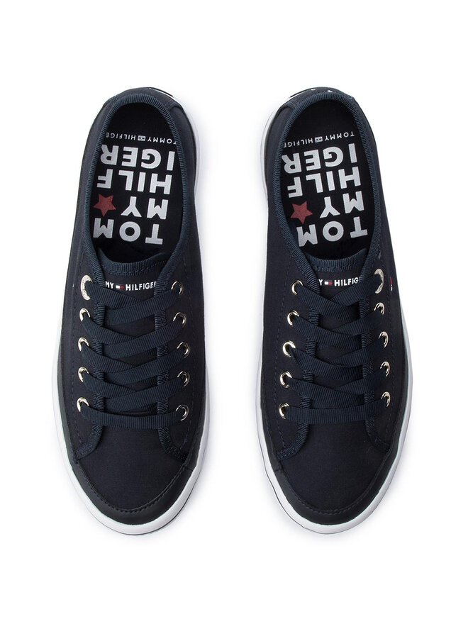 Tommy Hilfiger Sneakers aus Stoff Tommy Hilfiger Corporate Flatform Sneaker FW0FW04259 Dunkelblau