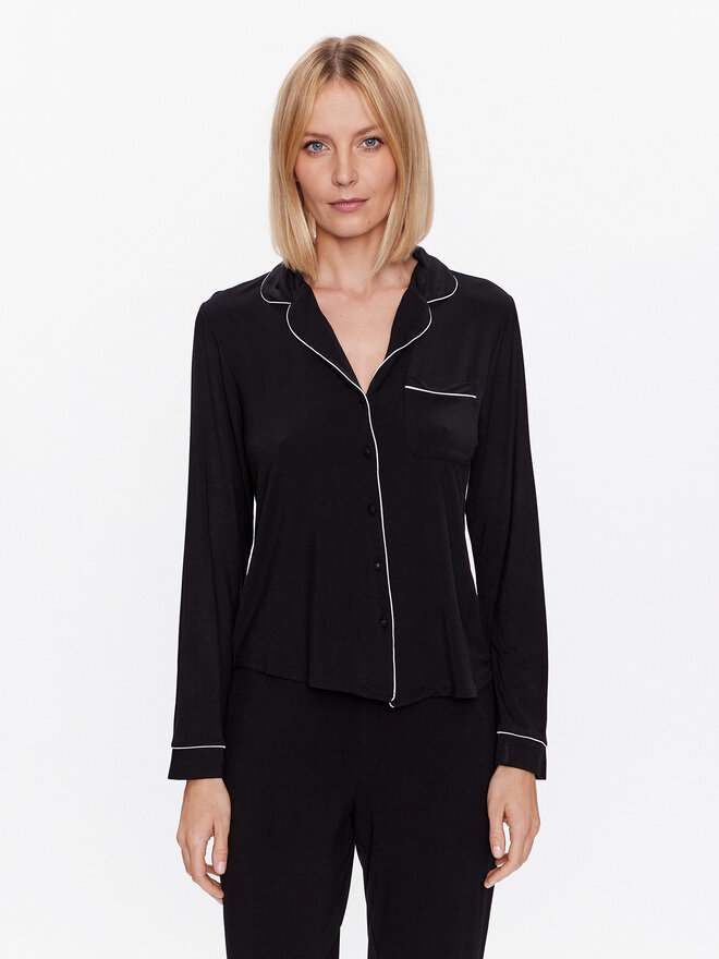 Hunkemöller Hunkemöller Μπλούζα πιτζάμας Jacket 201739 Μαύρο Regular Fit
