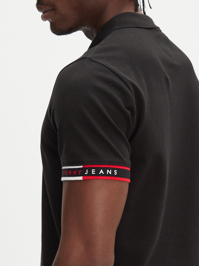 Tommy Jeans Tommy Jeans Polo marškinėliai Flag Cuff DM0DM21306 Juoda Slim Fit
