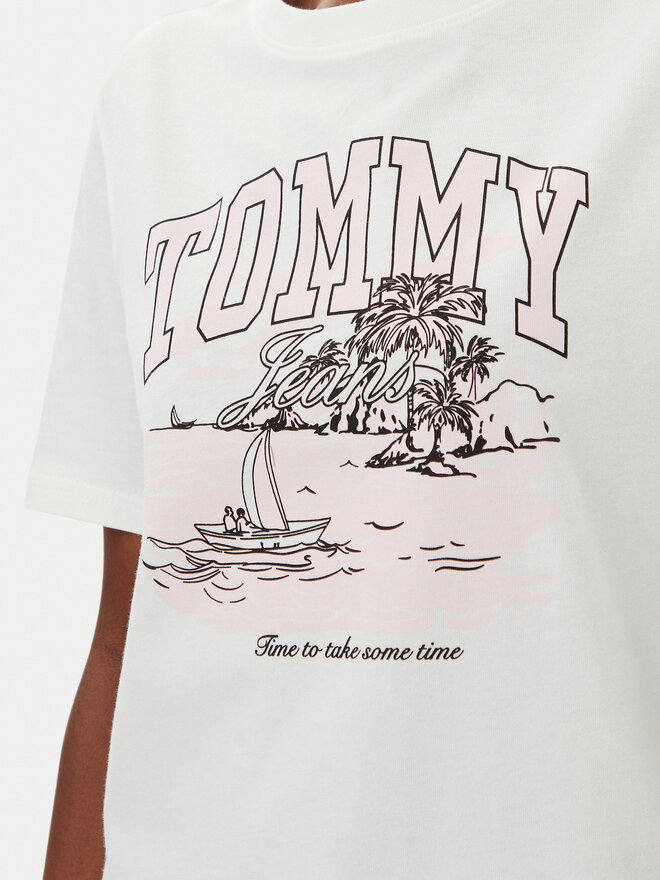 Tommy Jeans Tommy Jeans Camiseta Tonal Tropics DW0DW21343 Écru Relaxed Fit