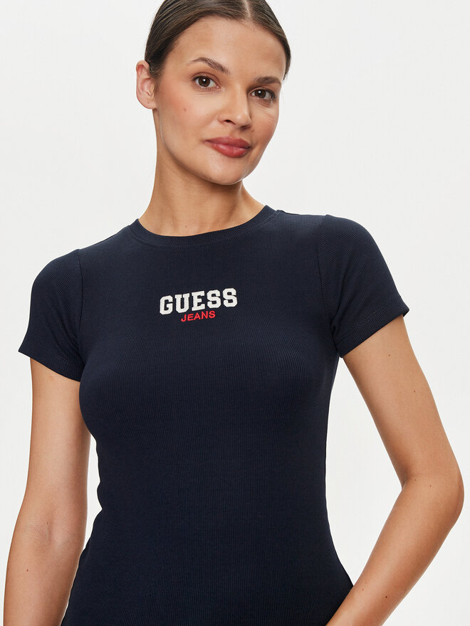 Guess Jeans Guess Jeans Marškinėliai W4YI64 KA0H1 Tamsiai mėlyna Slim Fit
