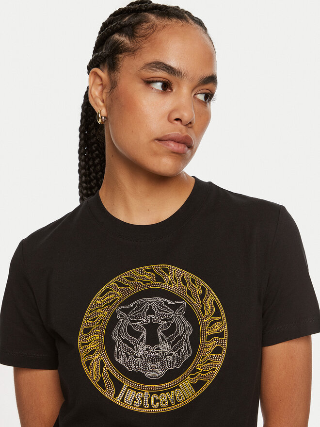 Just Cavalli Just Cavalli Футболка 77PAHE24 Чорний Slim Fit
