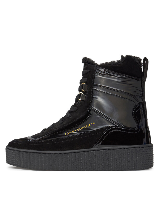 Tommy Hilfiger Botines Tommy Hilfiger Patent Laceup City Snow Boot FW0FW07841 Negro