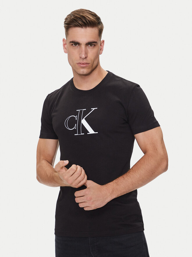 Calvin Klein Jeans Calvin Klein Jeans T-Shirt Outline Monologo J30J325678 Μαύρο Slim Fit