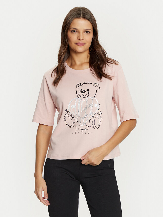 Guess Guess Marškinėliai V5RI09 I3Z14 Rožinė Regular Fit