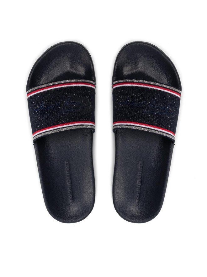Tommy Hilfiger Чехли Tommy Hilfiger Essential Shiny Knit Pool Slide FW0FW06311 Тъмносин