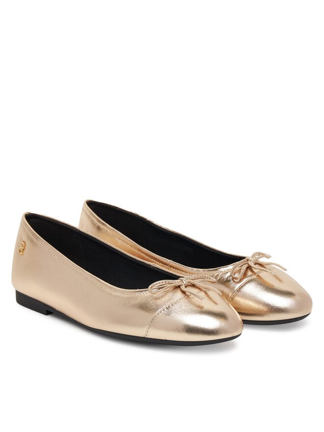 Tommy Hilfiger Baleriny Tommy Hilfiger Metallic Toe-Cap FW0FW08920 Złoty