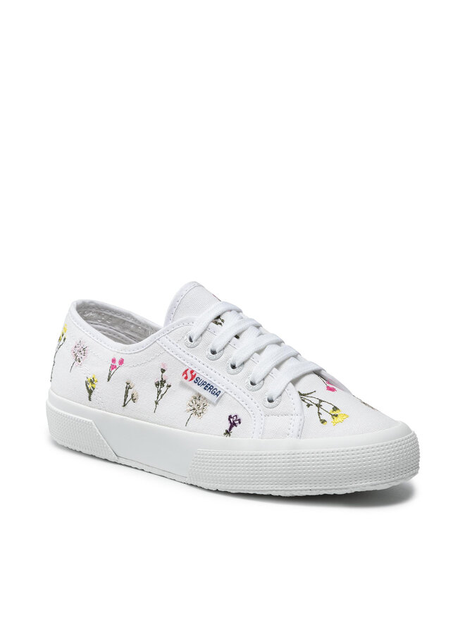 Tennis Superga 2750 Flower Bloom Embroidery S31111W Blanc chaussures