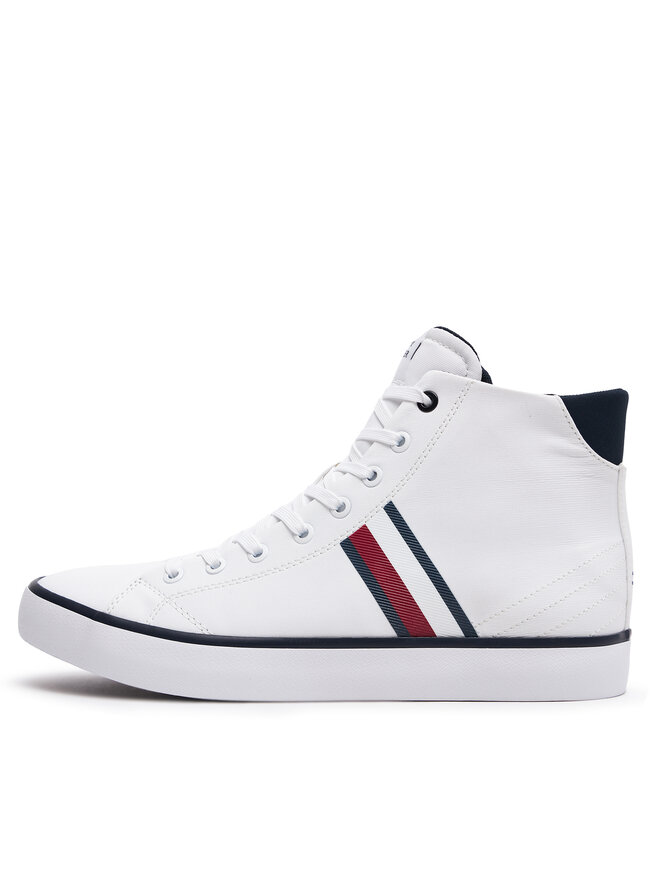 Tommy Hilfiger Sneakersy Tommy Hilfiger Th Hi Vulc Stripes Mesh FM0FM04948 Biały