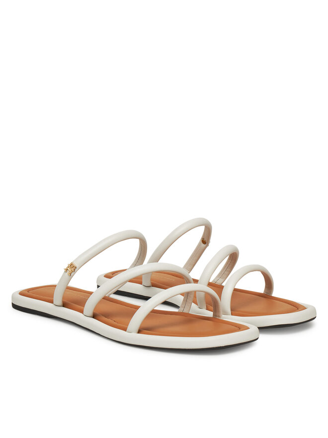 Tommy Hilfiger Pantoletten Tommy Hilfiger Strappy Leather Mule FW0FW08939 Weiß