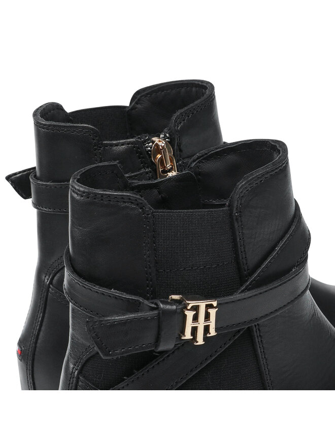 Tommy Hilfiger Stiefeletten Tommy Hilfiger Th Hardware On Belt Flat Boot FW0FW05967 Schwarz