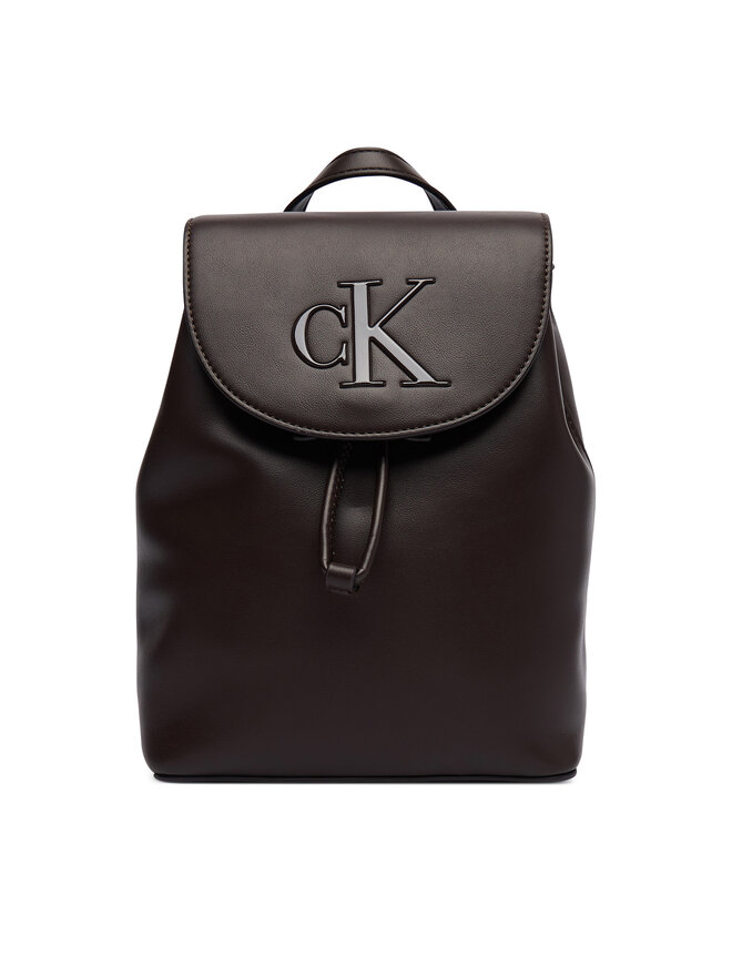 Calvin Klein Rucksack Calvin Klein Bold Ck Flap Mini Backpack LV04F3893G Dunkelbraun
