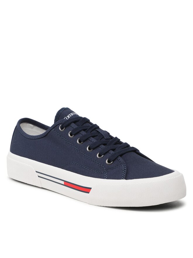 Tommy Jeans Sneakers aus Stoff Tommy Jeans Canvas Sneaker EM0EM01299 Dunkelblau