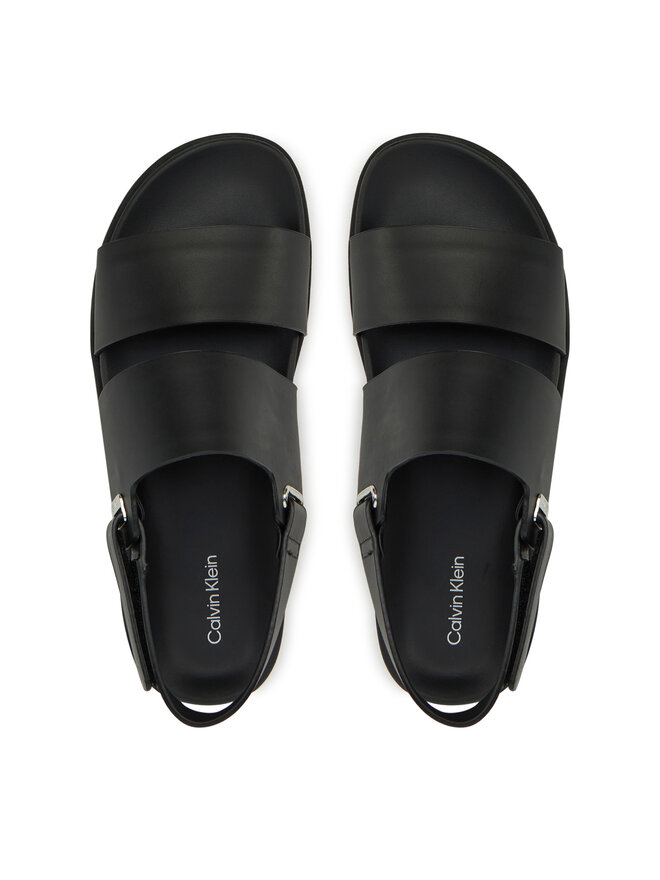 Calvin Klein Sandały Calvin Klein Flat Adj Sandal Eyelet HW0HW02488 Czarny