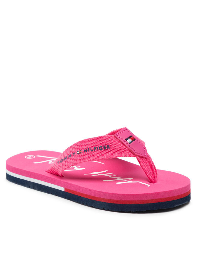 Tommy Hilfiger Zehentrenner Tommy Hilfiger Logo Print Flip Flop T3A8-32190-0058 M Rosa