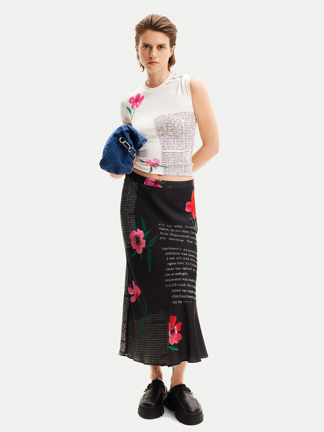 Desigual Desigual Marškinėliai Mirna 24SWTK10 Balta Slim Fit