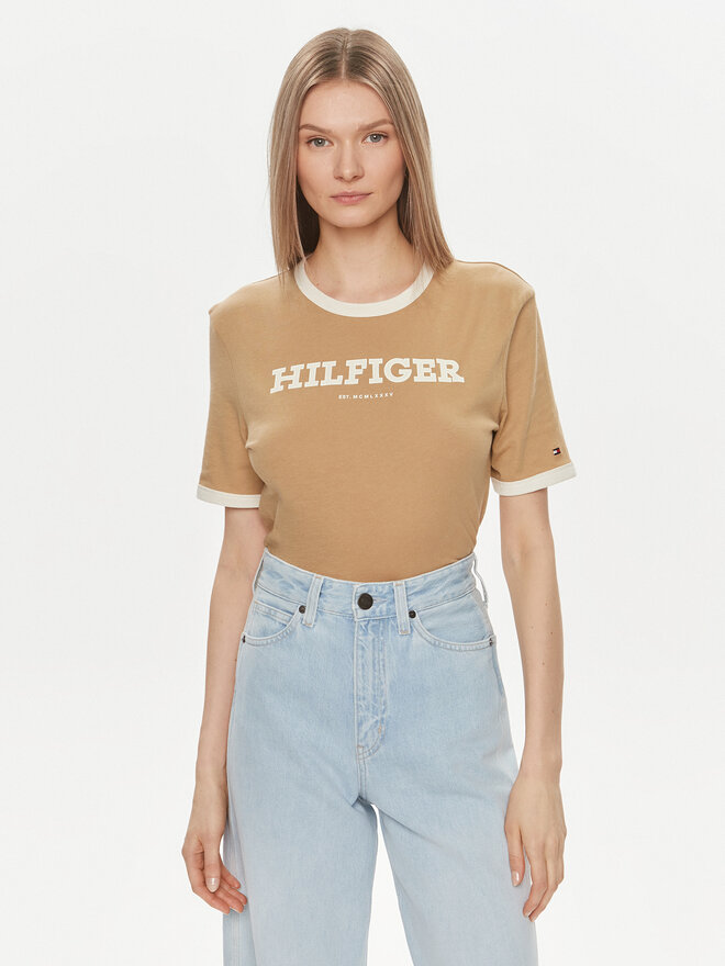 Tommy Hilfiger Tommy Hilfiger Camiseta Monotype WW0WW41208 Beis Regular Fit