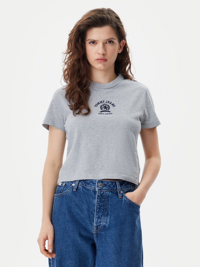 Tommy Jeans Tommy Jeans Marškinėliai Varsity DW0DW20317 Pilka Regular Fit