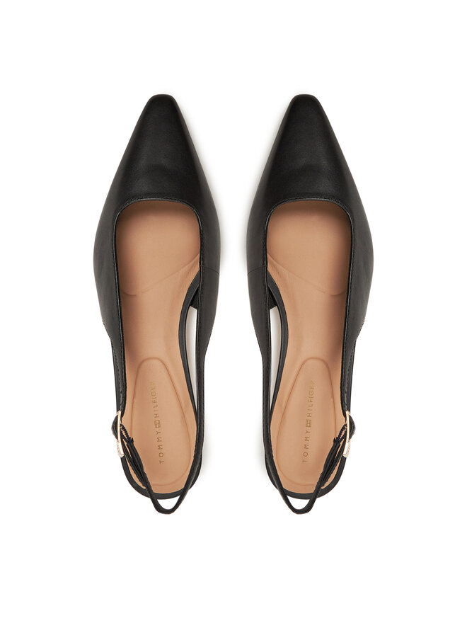 Tommy Hilfiger Sandali Tommy Hilfiger Squared Toe Kitten Slingback FW0FW08711 Črna