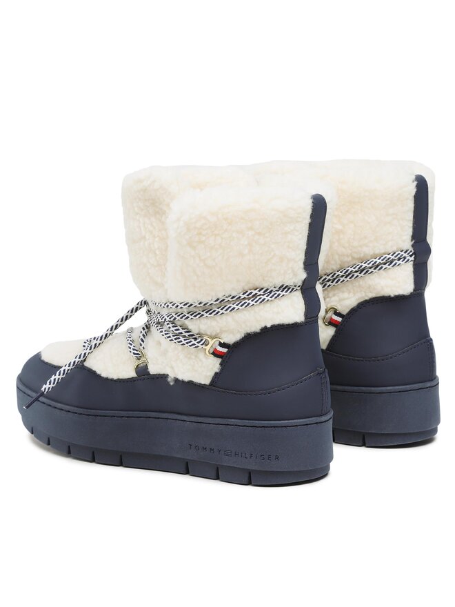 Tommy Hilfiger Schneeschuhe Tommy Hilfiger Th Faux Fur Snow Bootie FW0FW06850 Écru