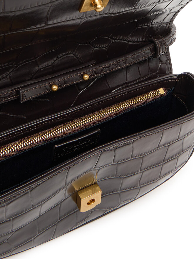 Tommy Hilfiger Ročna torba Tommy Hilfiger Party Le Mini Crossover Croc AW0AW18203 Rjava