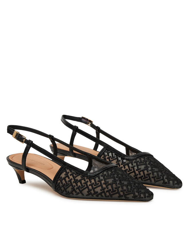 Tommy Hilfiger Сандали Tommy Hilfiger Mono Squared Toe Kitten Slingb FW0FW08746 Черен