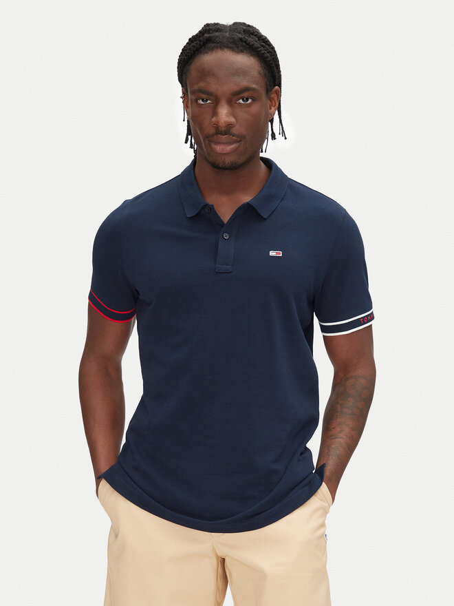 Tommy Jeans Tommy Jeans Pólóing Flag Cuff DM0DM21306 Sötétkék Slim Fit