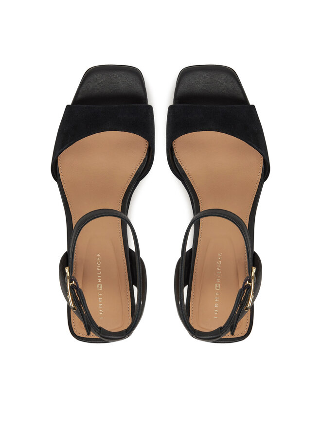 Tommy Hilfiger Espadryle Tommy Hilfiger Leather & Suede High Wedge Espad FW0FW08803 Czarny