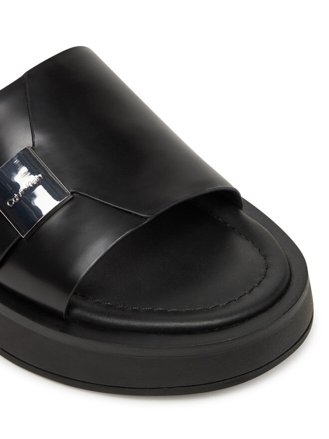 Calvin Klein Klapki Calvin Klein Flatform Slide W/Ck Hw - Lth HW0HW02368 Czarny