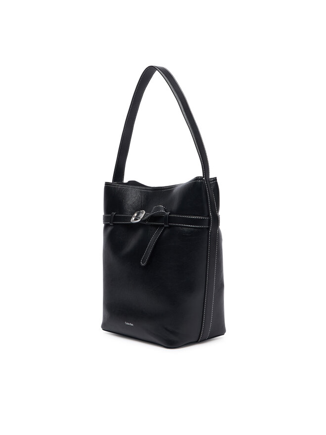 Calvin Klein Handtasche Calvin Klein Buckle Medium Bucket LV04F3551G Schwarz
