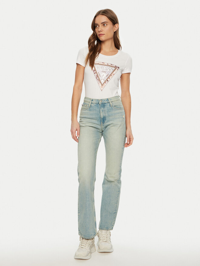 Guess Guess Marškinėliai W5RI22 J1314 Balta Regular Fit