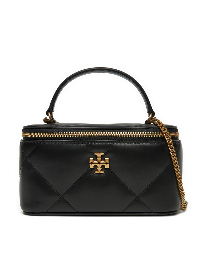 Tory Burch Kabelka Tory Burch Kira Charm Diamond Quilt Vanity Case 162148 Černá