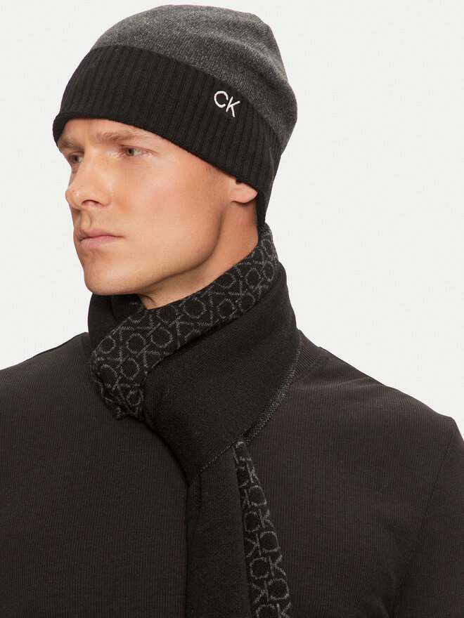 Calvin Klein Set berretto e sciarpa Calvin Klein Gs Ck Monogram Beanie + Scarf K50K512390 Nero