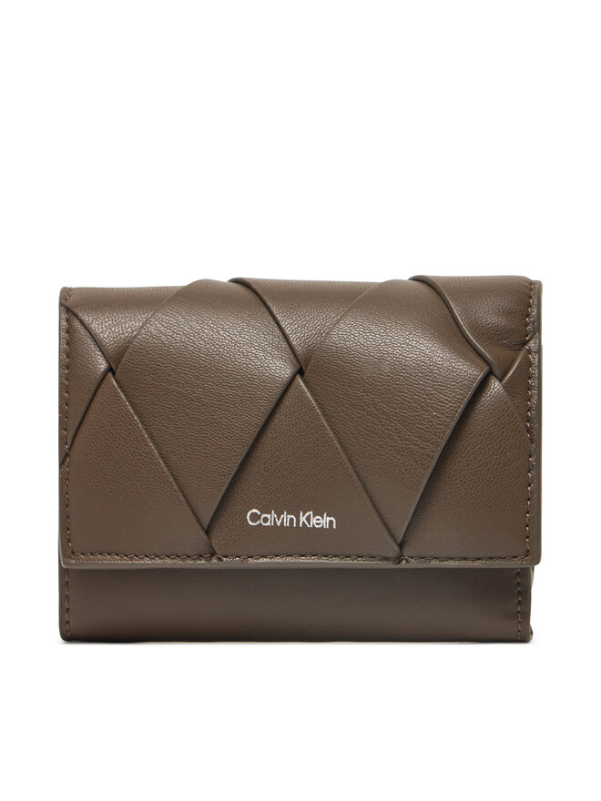 Calvin Klein Portfel damski Calvin Klein Ck Woven Small Trifold K60K612953 Khaki