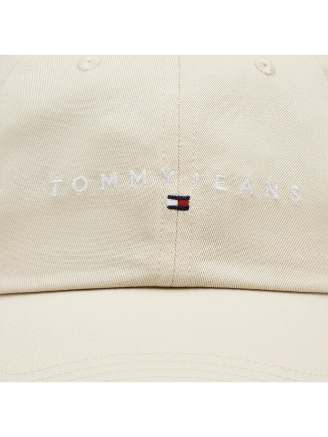 Tommy Jeans Czapka z daszkiem Tommy Jeans Tjm Linear Logo 6-Panel Cap AM0AM12894 Écru