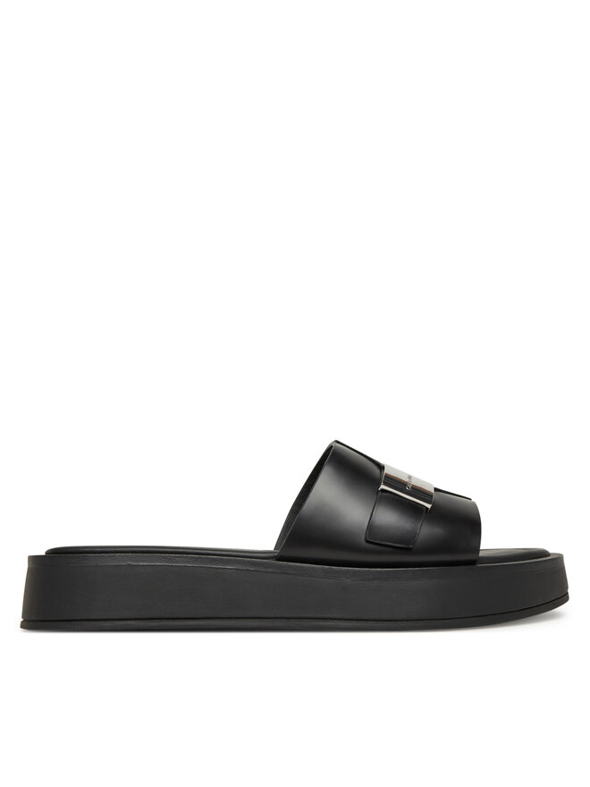 Calvin Klein Klapki Calvin Klein Flatform Slide W/Ck Hw - Lth HW0HW02368 Czarny