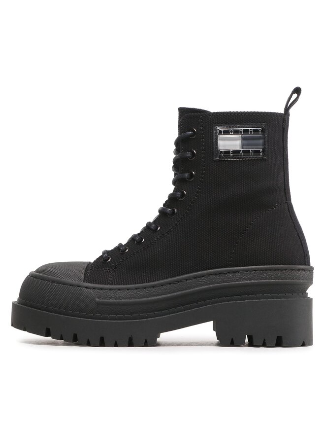 Tommy Hilfiger Īsie zābaki Tommy Hilfiger Tjw Foxing Canvas EN0EN02216 Melns