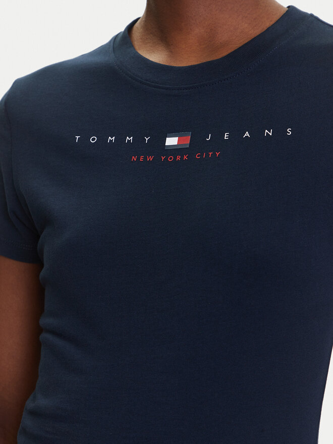 Tommy Jeans Tommy Jeans Marškinėliai Linear DW0DW21422 Tamsiai mėlyna Slim Fit